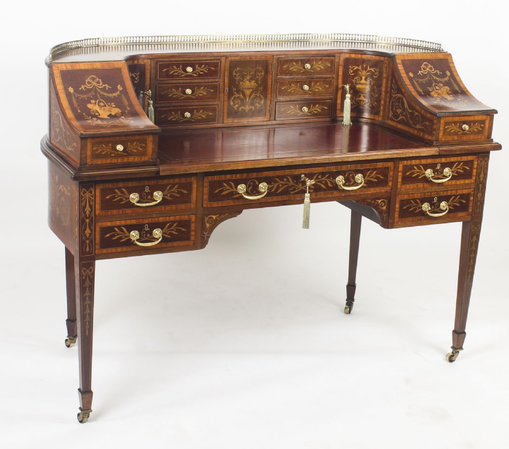Antique Marquetry Carlton House Desk Writing Table Druce & C0 19th C