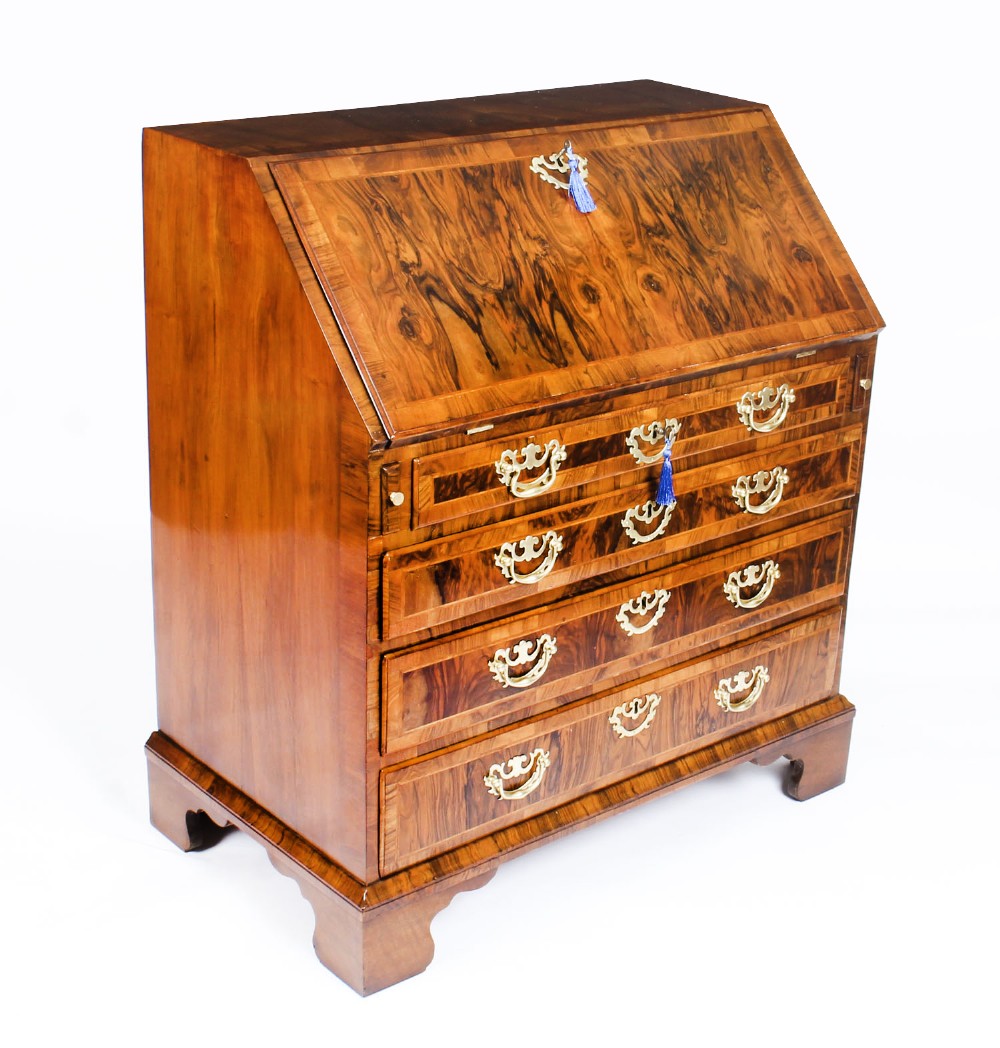 Antique Fine George II Burr & Figured Walnut Bureau C1730 18th Century
