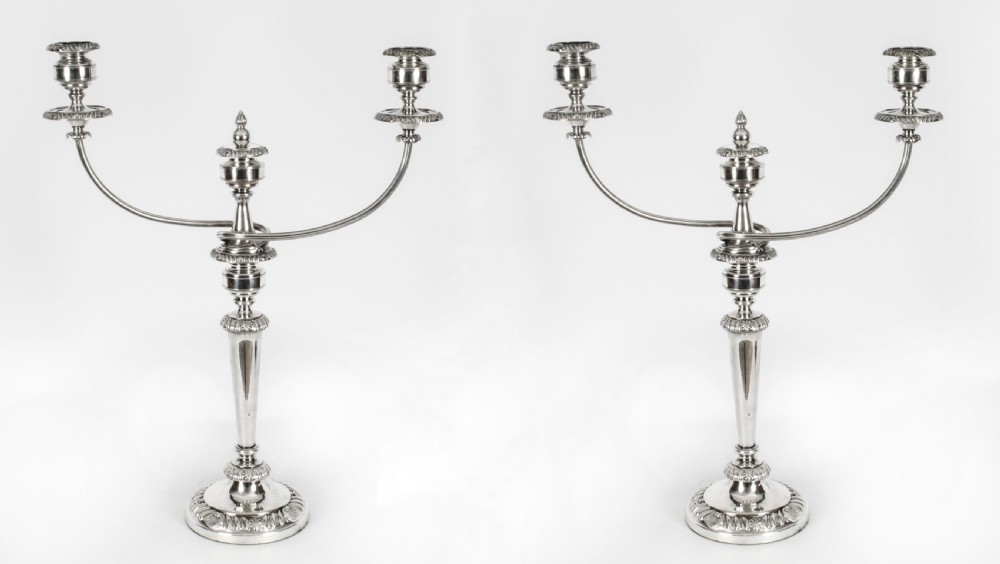 Antique Pair Regency Old Sheffield Silver Plate Candelabra C1820 19th C
 View XV
