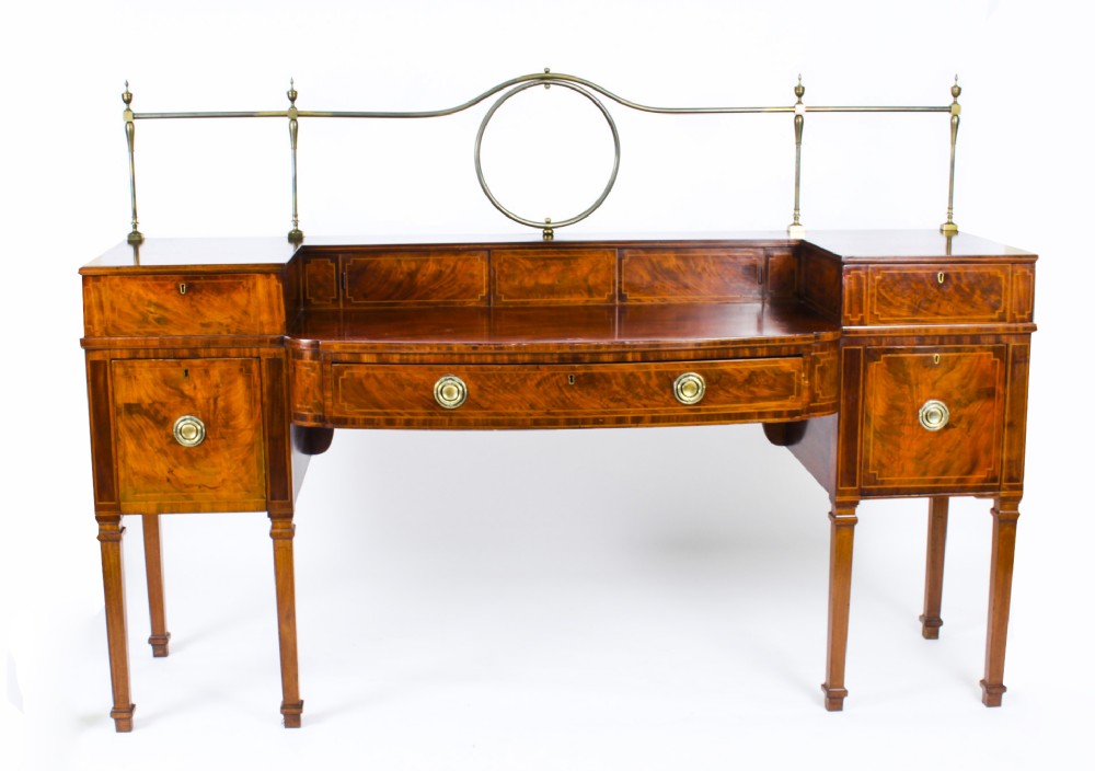 Antique Flame Mahogany and Satinwood Inlaid Sideboard Ca 1820 19th C

