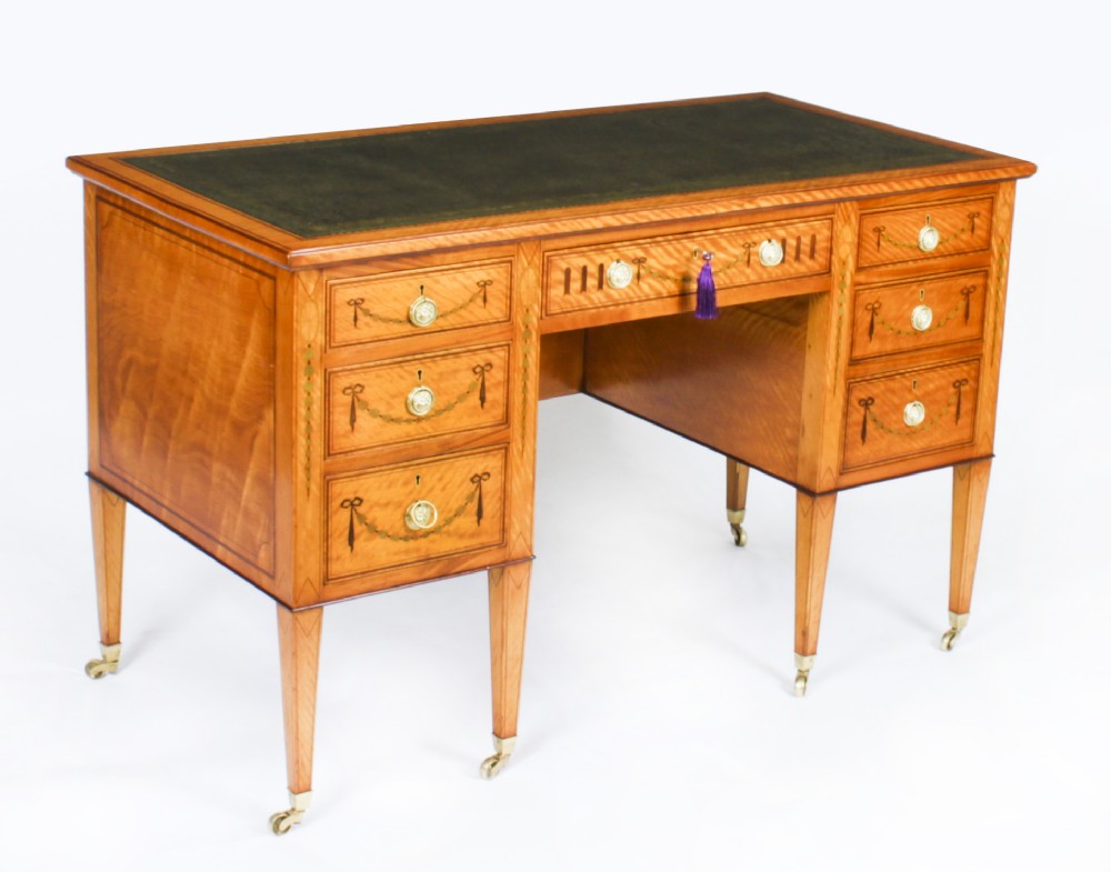 Antique Inlaid Satinwood Writing Desk by Edwards & Roberts c.1880

