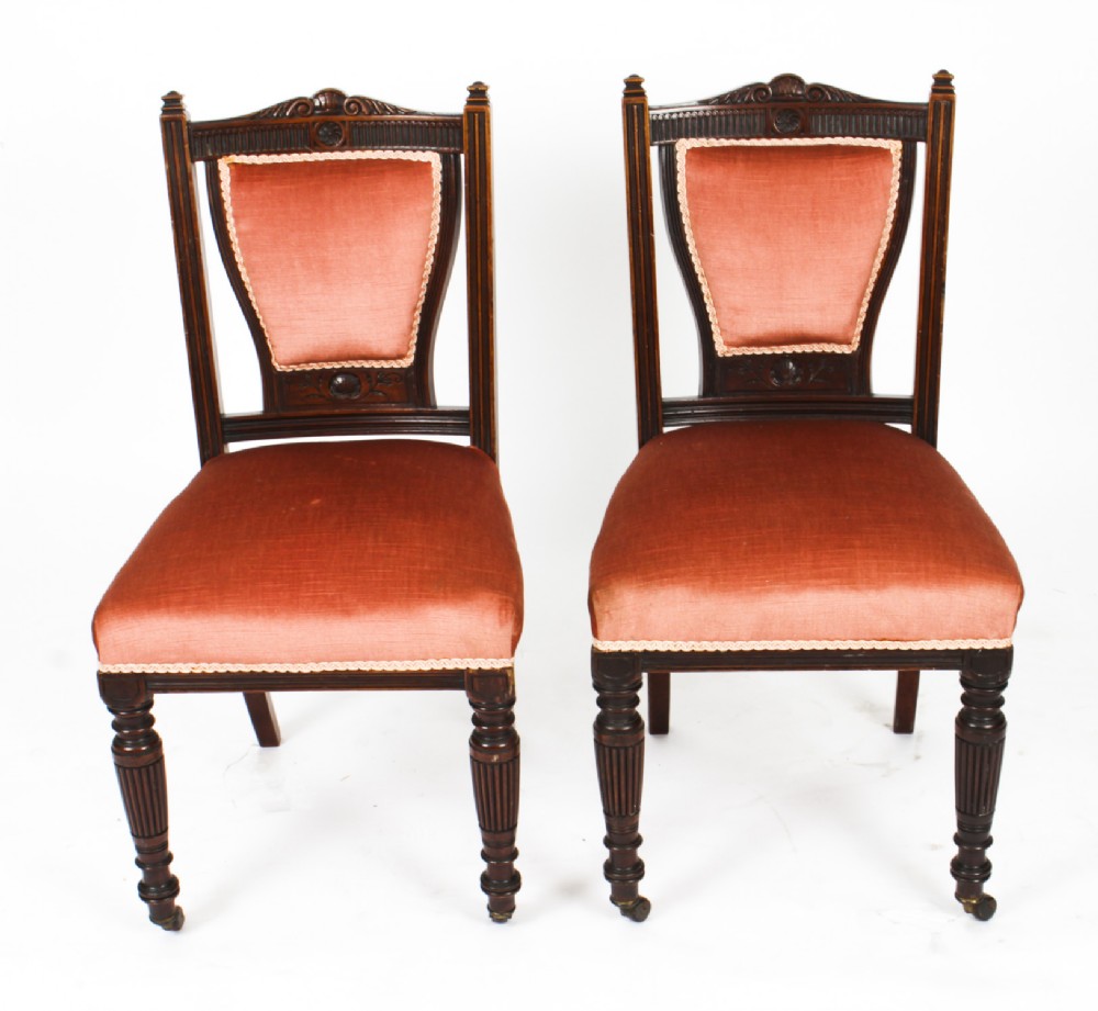 Antique Pair Late Victorian Side Chairs 19th Century
