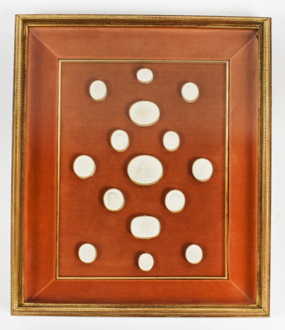 Antique Giltwood Box Framed Grand Tour Intaglios Early 19th Century