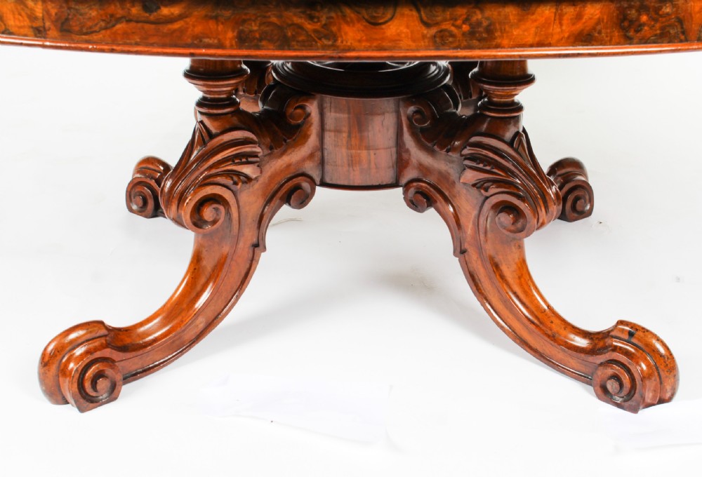 Antique Burr Walnut Oval Coffee Table Circa 1860 19th Century View X