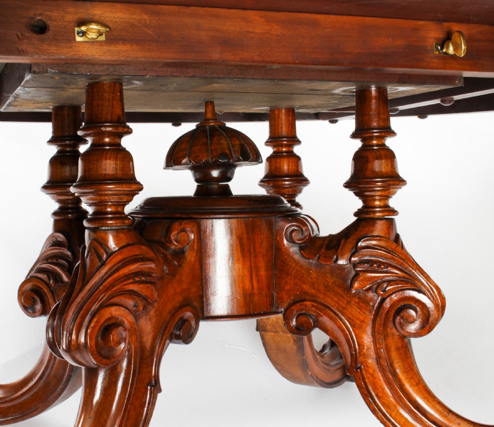 Antique Burr Walnut Oval Coffee Table Circa 1860 19th Century View XIII