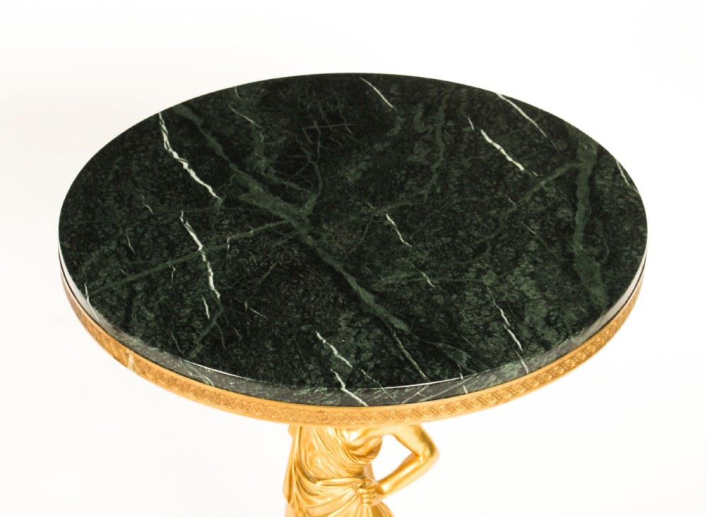 Antique Pair Figural Group Ormolu & Marble Occasional Tables 19th Century
 View XI