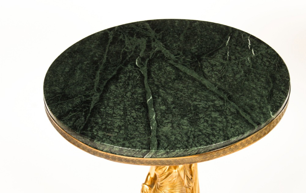 Antique Pair Figural Group Ormolu & Marble Occasional Tables 19th Century
 View XV