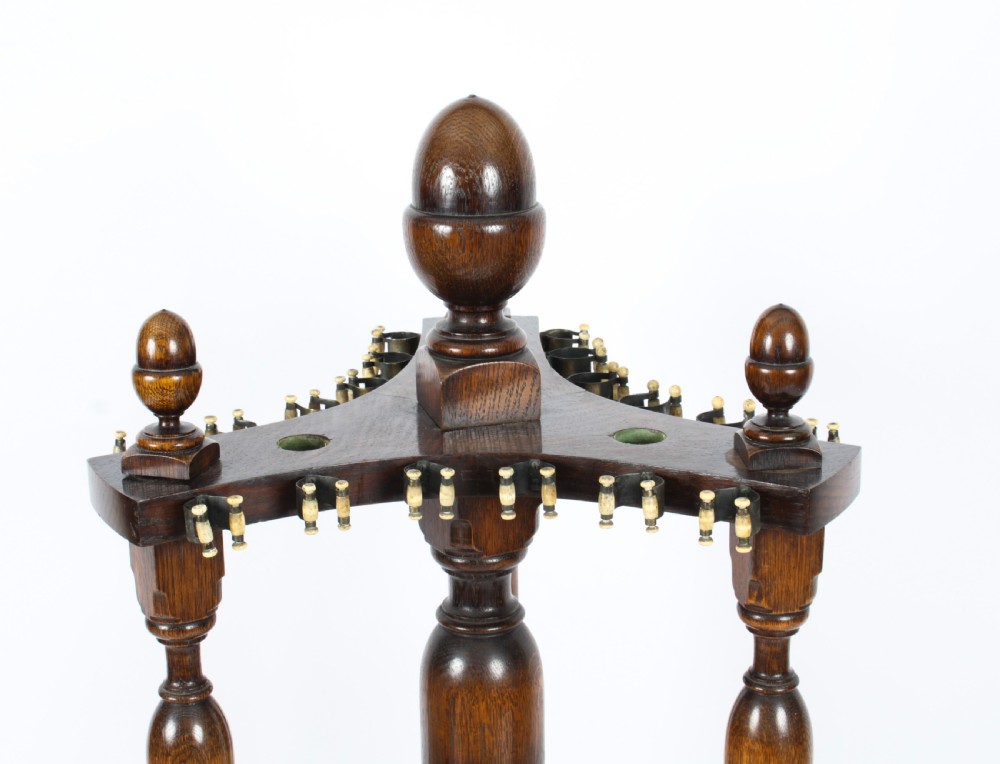Antique Victorian Large 4ft Revolving Oak Snooker Cue Stand 19th Century
 View IV
