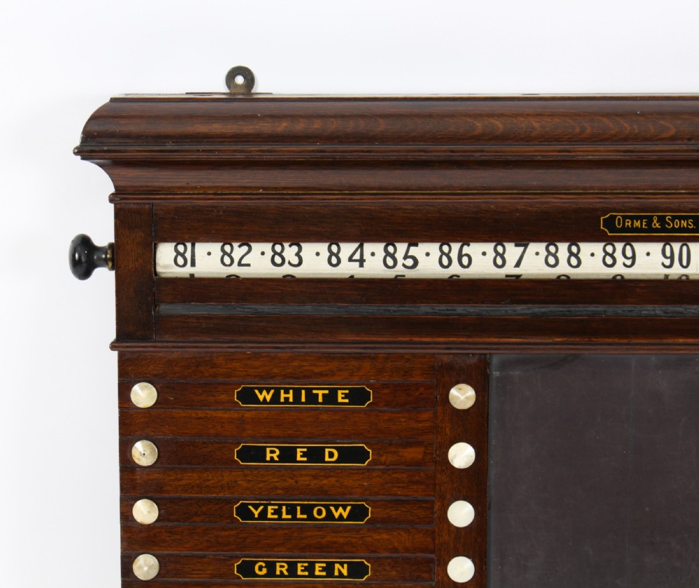Antique Victorian Oak Snooker Score Board by Orme & Sons 19th C
 View VII