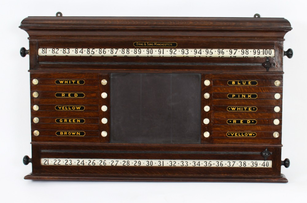 Antique Victorian Oak Snooker Score Board by Orme & Sons 19th C
 View XVIII