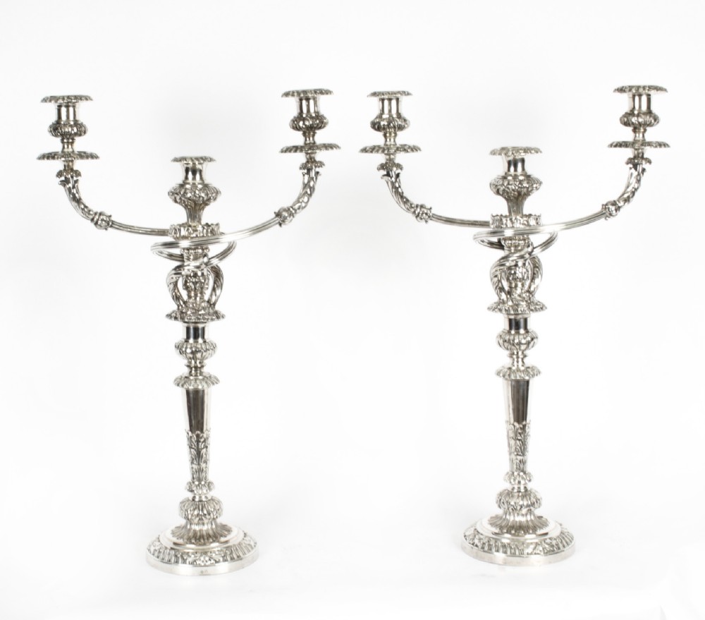 Antique Pair 26inch George III Three Light Candelabra Matthew Boulton 18th C

