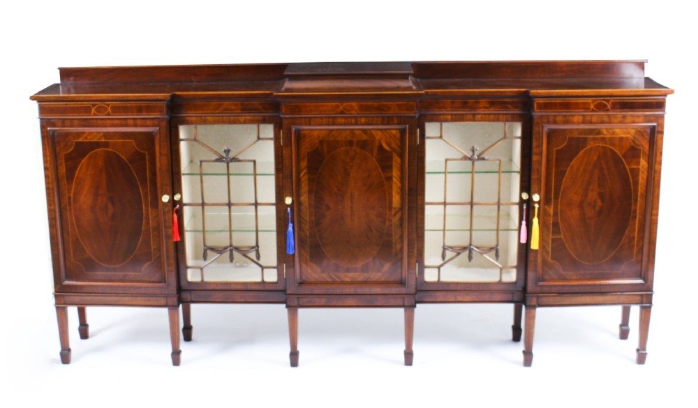 Antique Edwardian Breakfront Sideboard Display Cabinet Circa 1900
