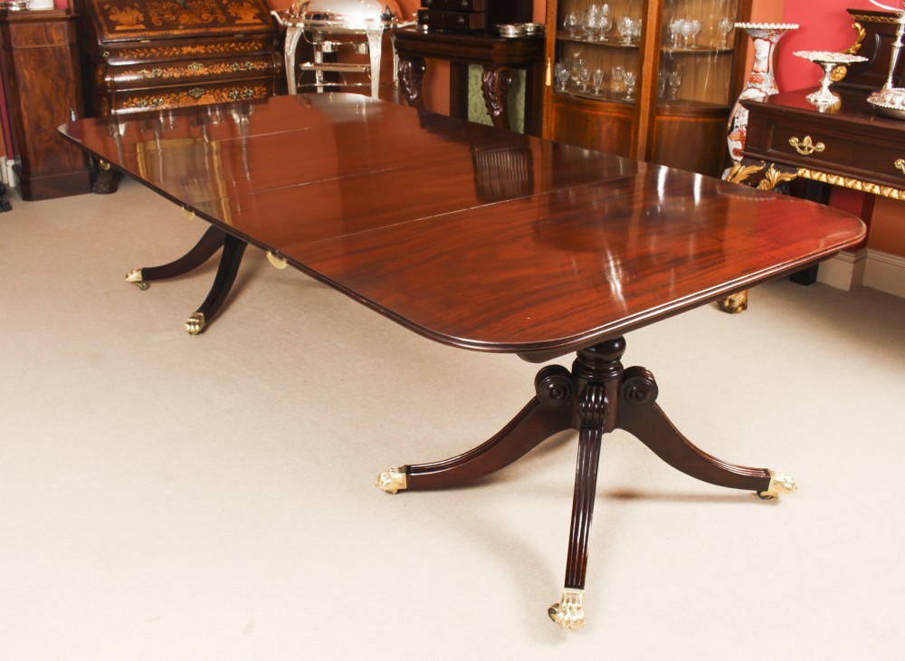 Antique Irish Regency Twin Pillar Mahogany Dining Table C1820 19th C

