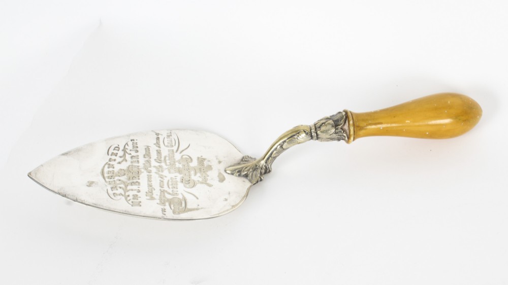 Antique Victorian Silver Plated Trowel Engraved 1867 19th C
