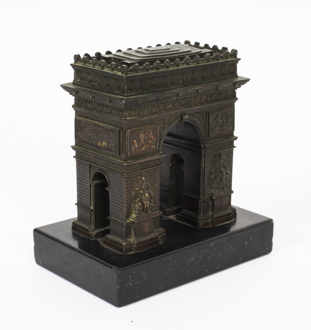Antique French Bronze Grand Tour Model of The Arc de Triomphe, 19th Century
