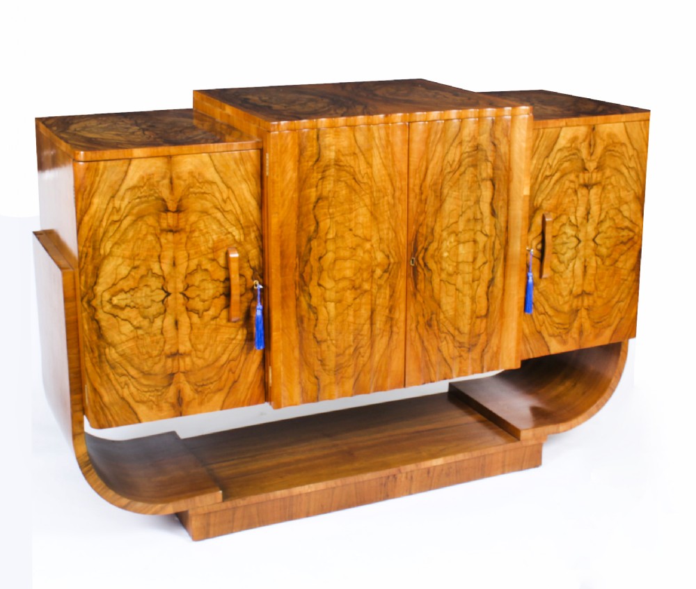 Antique Art Deco Burr Walnut Sideboard att. Epstein C1920
