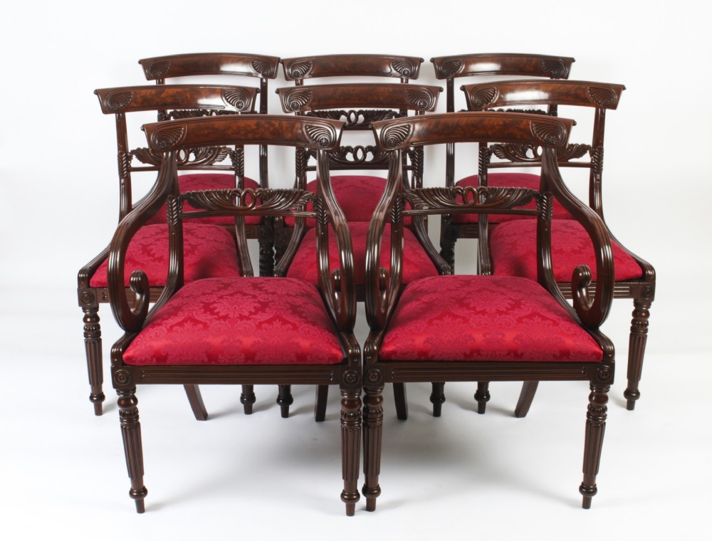 Antique Set 8 Regency Mahogany Dining Chairs Manner of Gillows c.1820 19th C