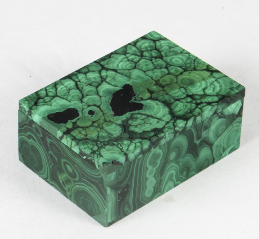 Antique Malachite Rectangular Box & Cover Casket C1900
