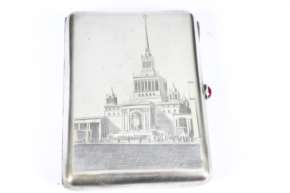 Antique Russian Silver & Niello Cigarette Case C1953 Mid 20th C
