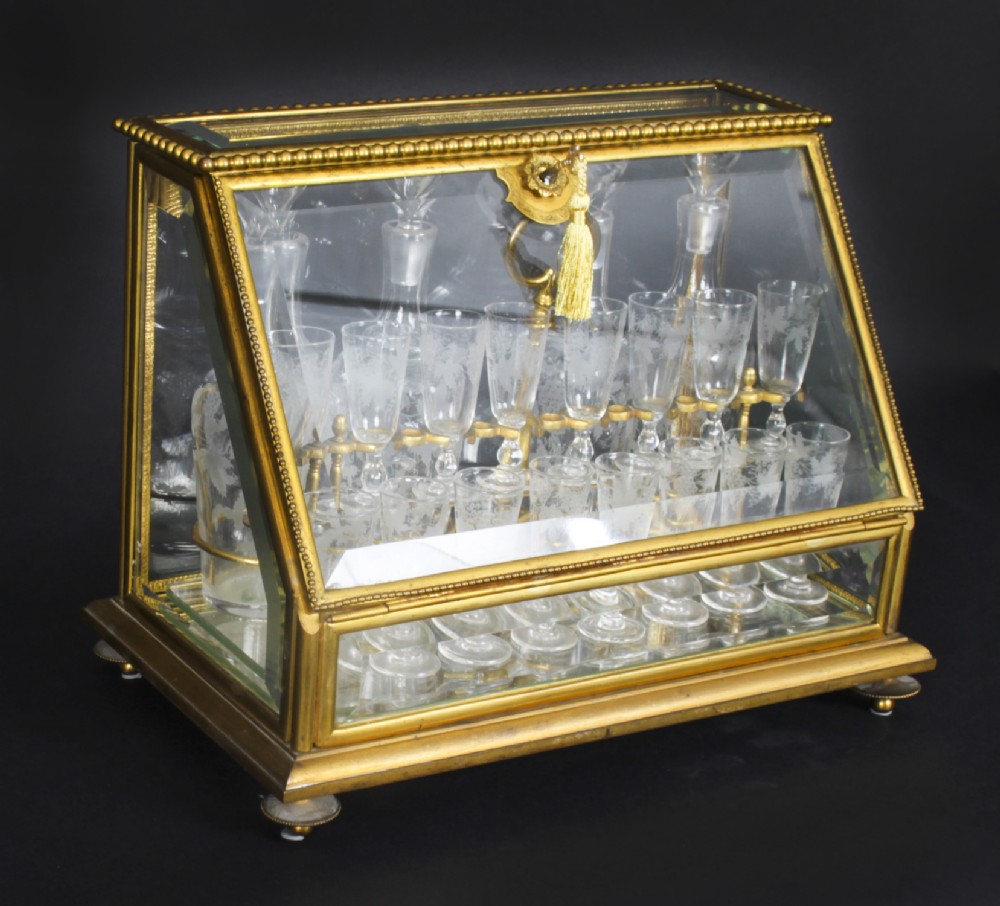 Antique French Ormolu with Glass Tantalus Cave a Liqueur 19th C

