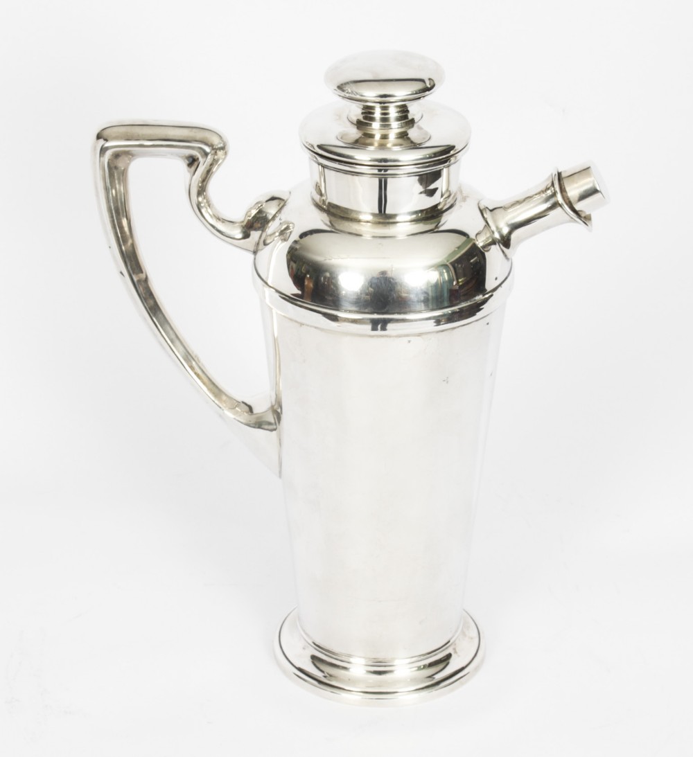 Antique Art Deco Sterling Silver Cocktail Shaker C1930 20th C

