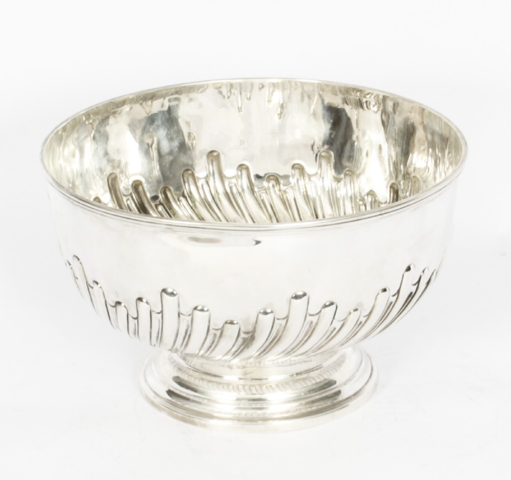 Antique Sterling Silver Punch Bowl Walker & Hall 1893 19th C
