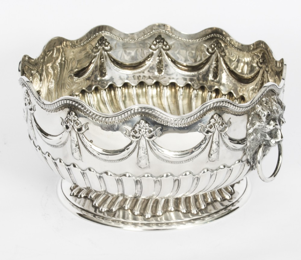 Antique Victorian Silver Punch Bowl Frederick Elkington 1884 19th C

