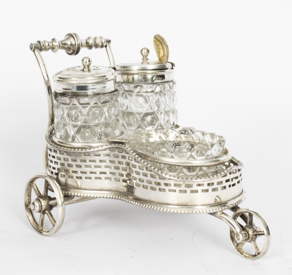 Antique Victorian Silver Plated Motoring Cruet Set 19th C
