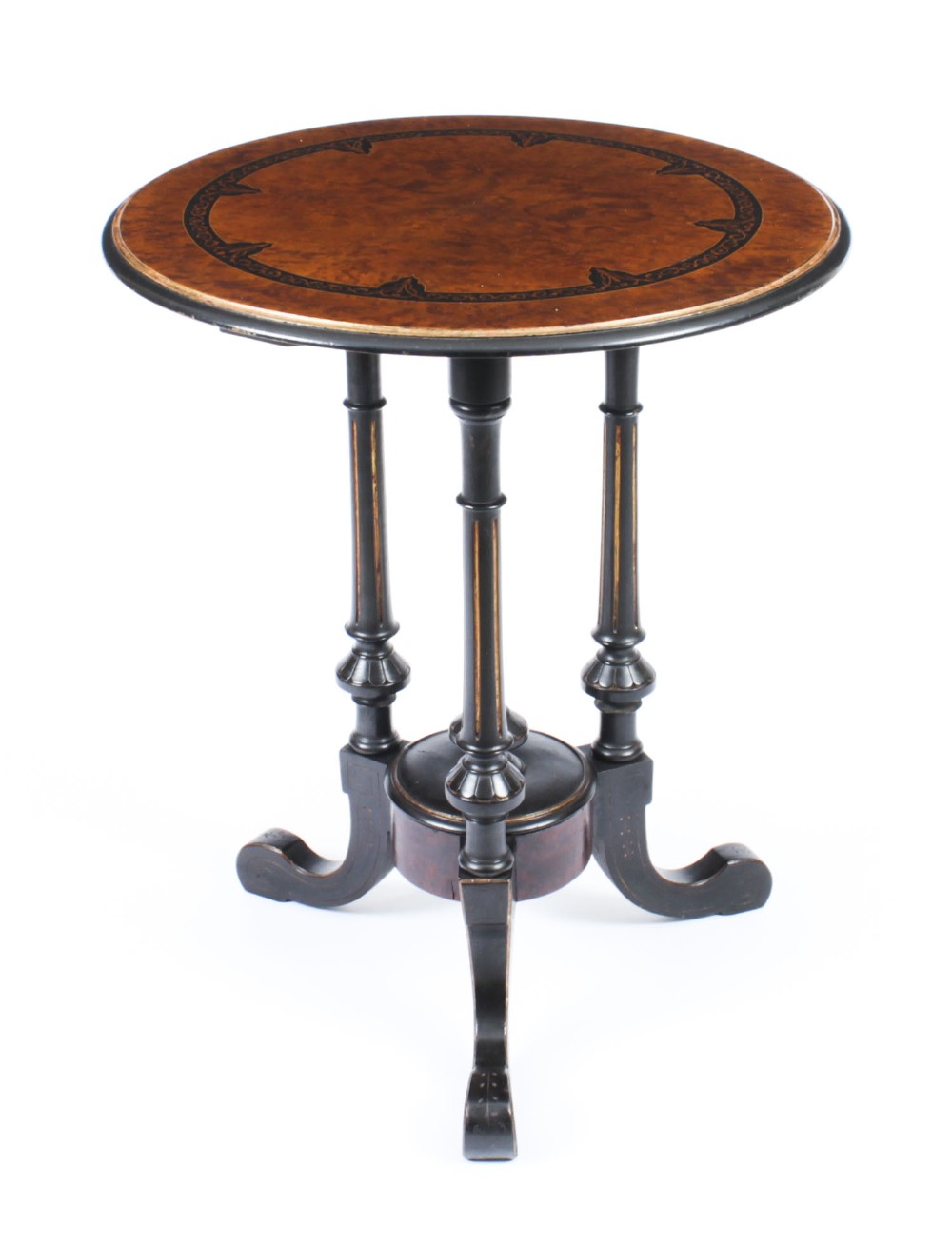 Antique Victorian Burr Walnut & Ebonised Occasional Table 19th Century
