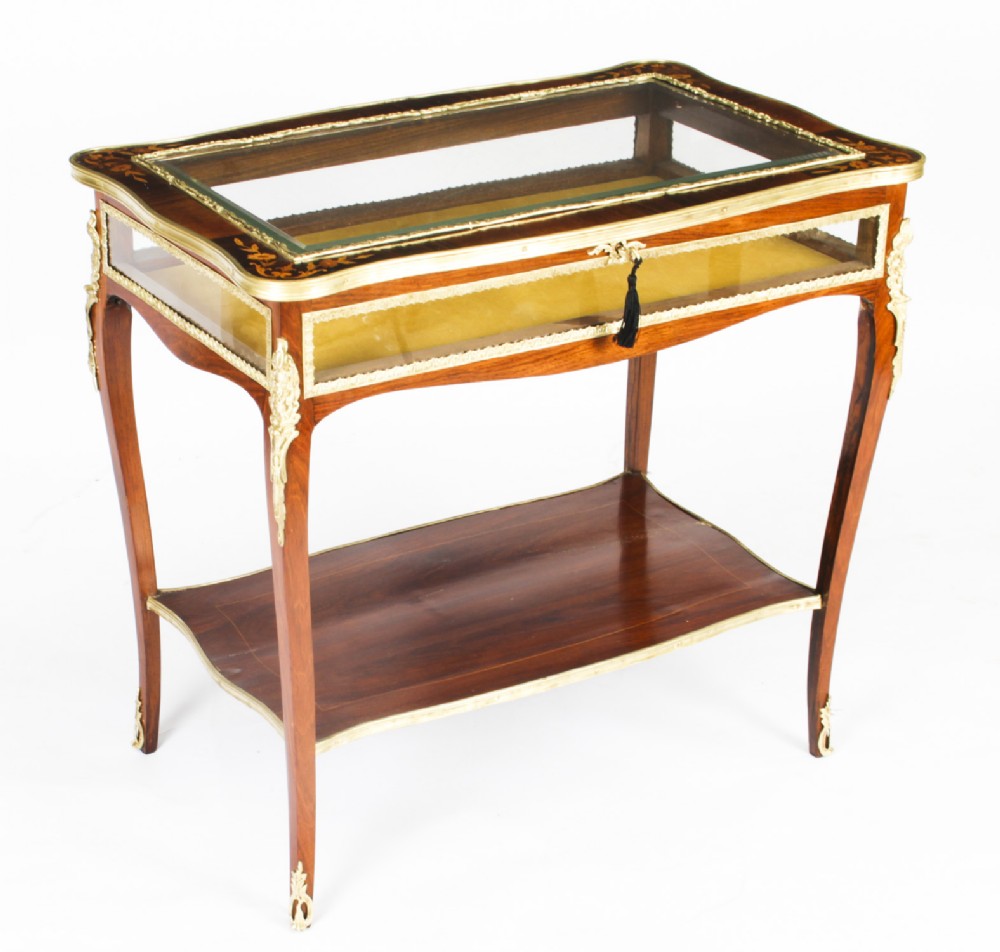 Antique French Ormolu Mounted Marquetry Bijouterie Display Table 19th Century
