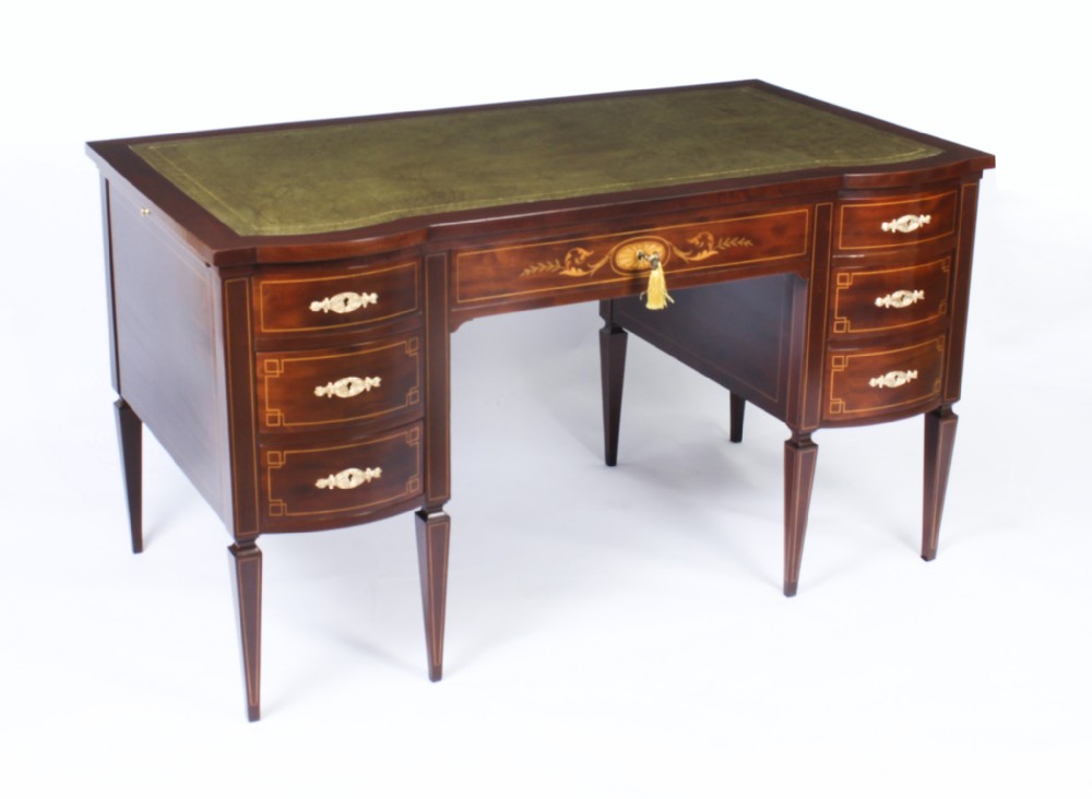 Antique Edwardian Marquetry Inlaid Writing Desk c.1890 19th C
