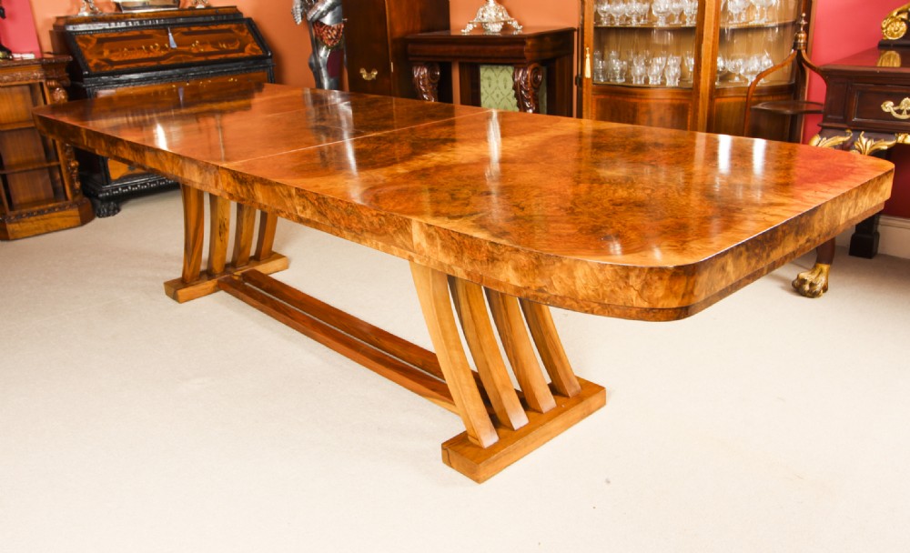 Antique Art Deco 10ft Dining Table Burr Walnut c.1920 20th C
