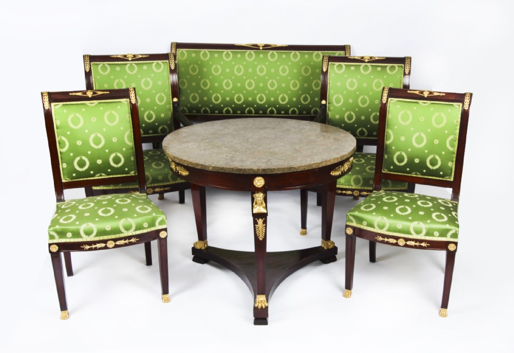 Antique French Empire Ormolu Mounted Six Piece Salon Suite 19th C
