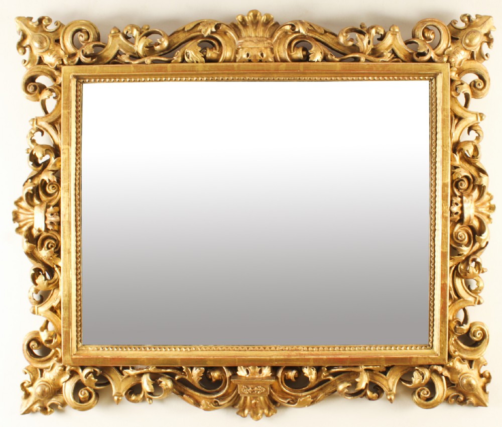 Antique Italian Giltwood Florentine Mirror 19th Century 81x98cm
