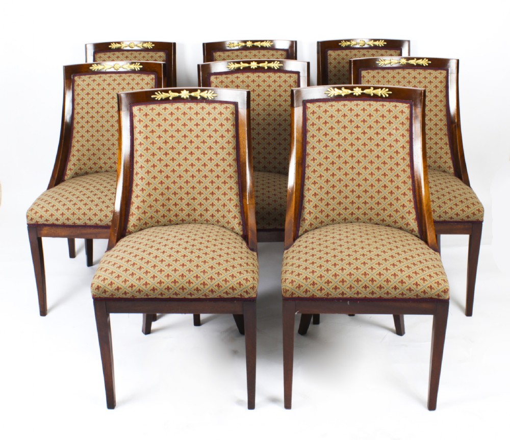 Antique Set of 8 French Empire Dining Chairs c.1880 19th C
