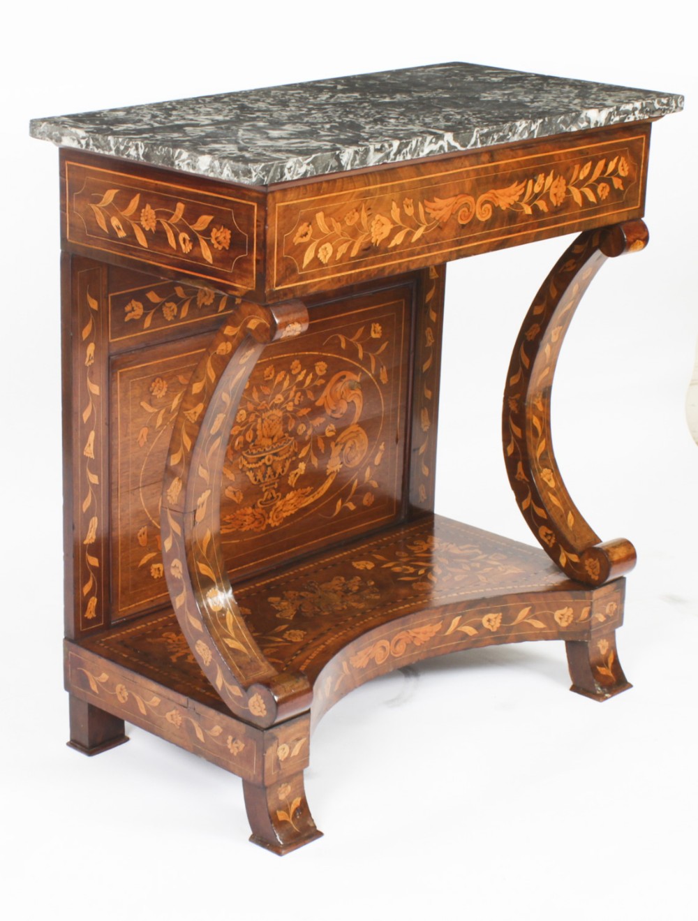 Antique Dutch Floral Marquetry Console Pier Table c.1830 19th C
