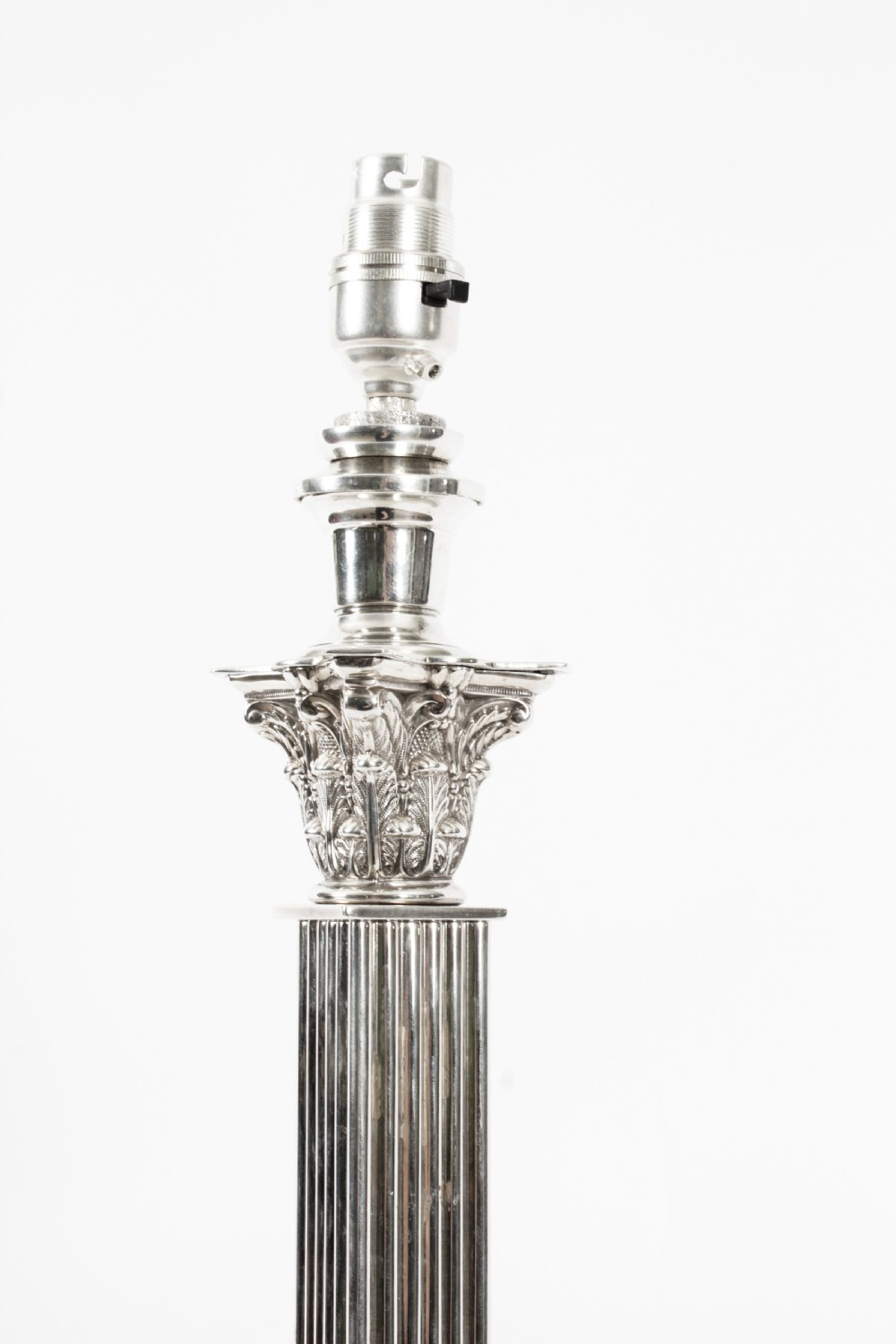 Antique Victorian Silver Plated Corinthian Column Table Lamp C 1880 19th C
 View VI