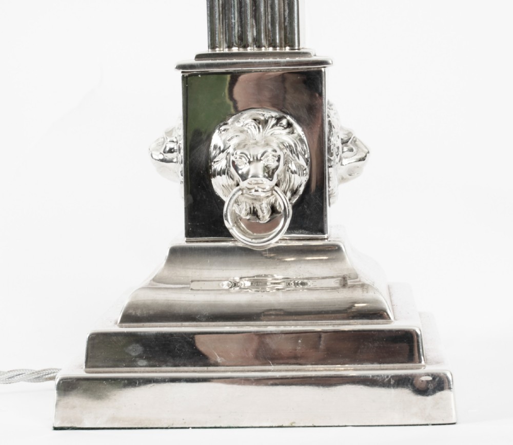 Antique Victorian Silver Plated Corinthian Column Table Lamp C 1880 19th C
 View XI
