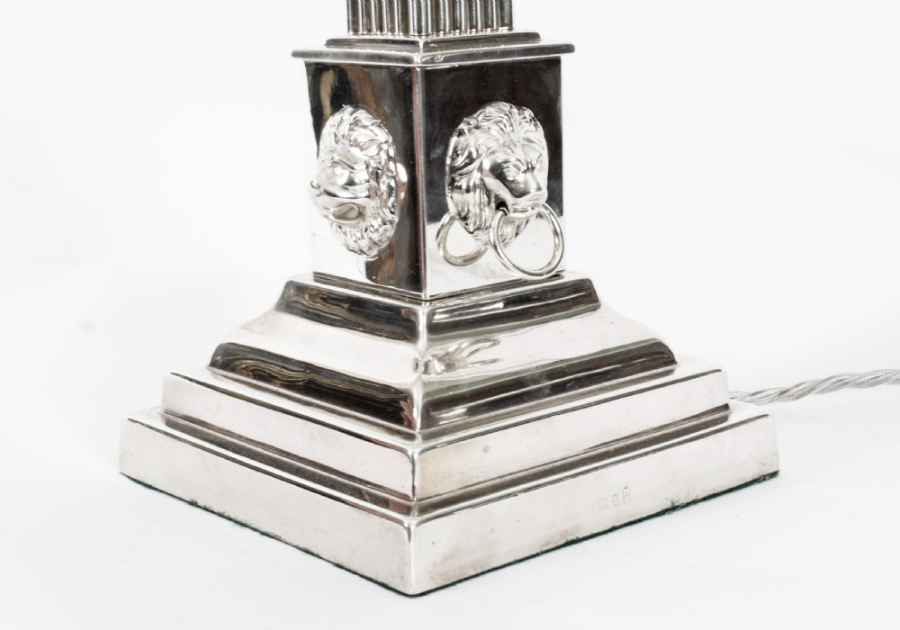 Antique Victorian Silver Plated Corinthian Column Table Lamp C 1880 19th C
 View XII