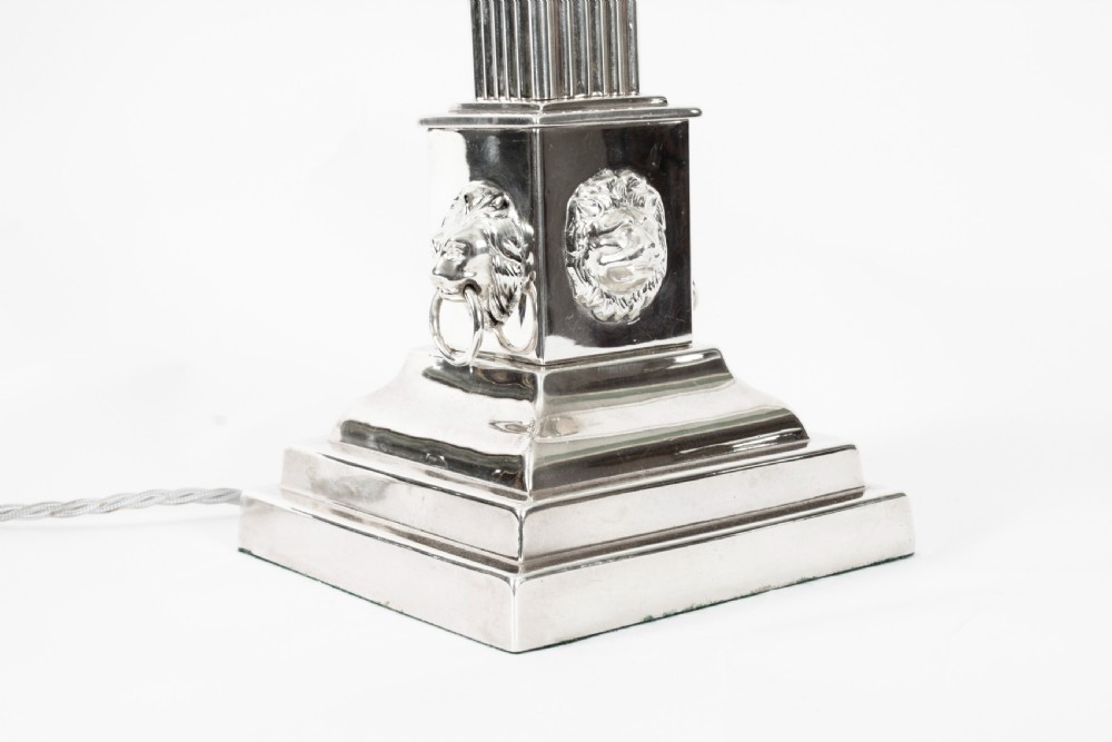 Antique Victorian Silver Plated Corinthian Column Table Lamp C 1880 19th C
 View XIII