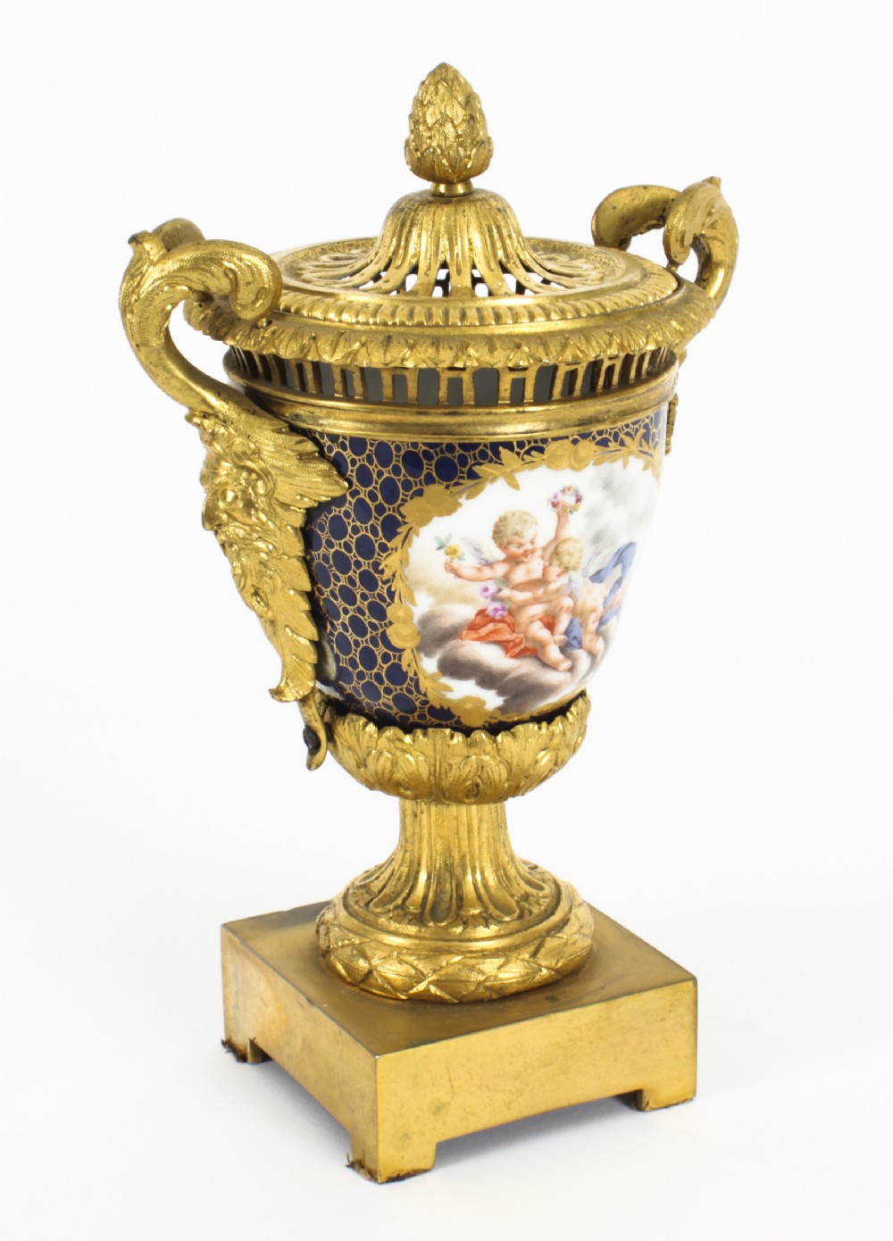 Antique German Porcelain ormolu Mounted Pot Pourri Vase 19th C
