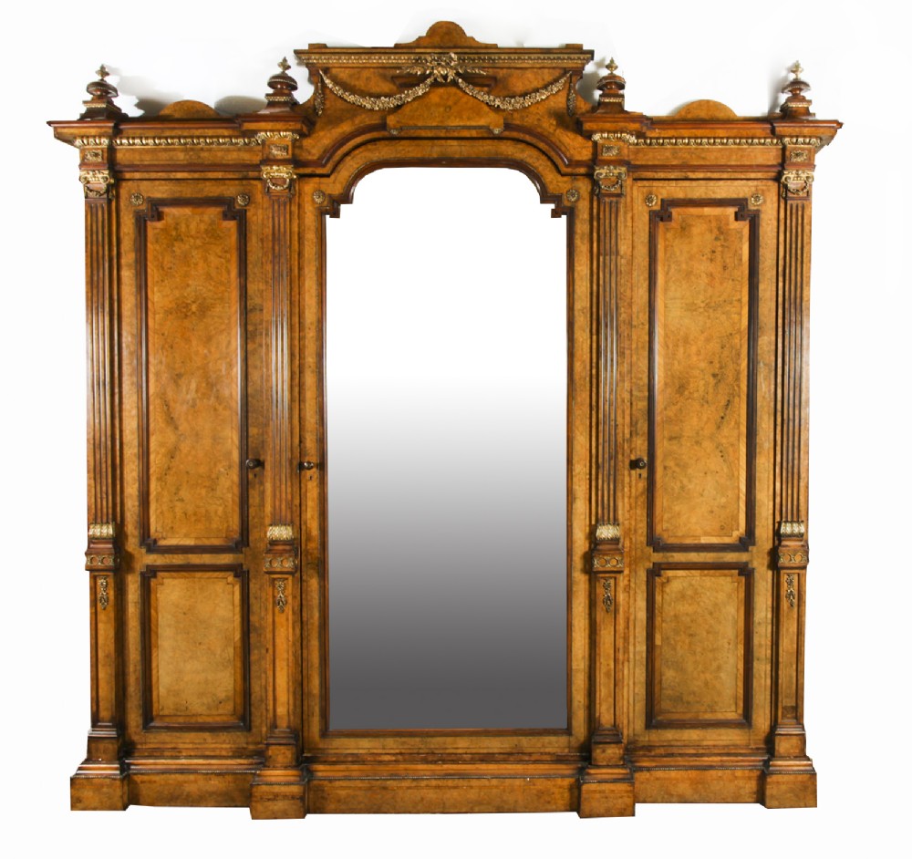 Antique Victorian Burr Walnut Wardrobe Holland & Sons 19th Century
