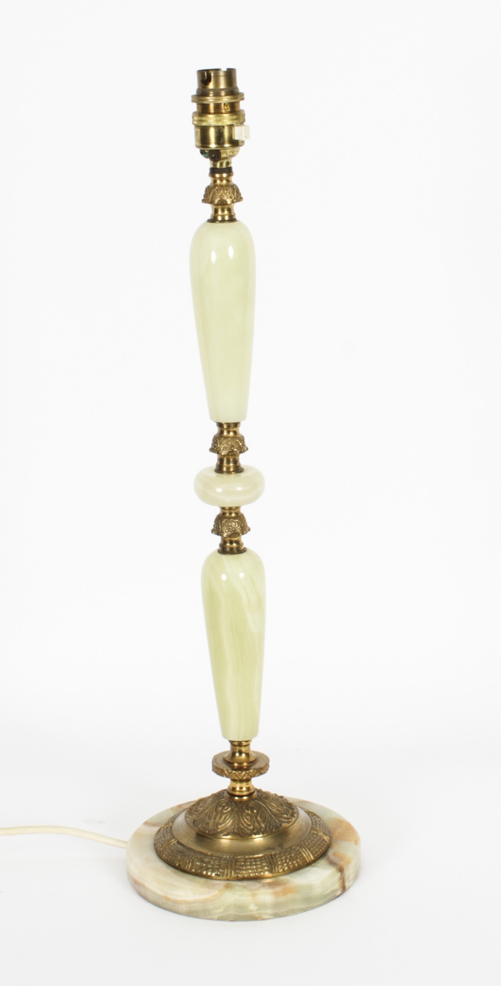 Antique French Ormolu Mounted Cream Onyx Table Lamp C1920
