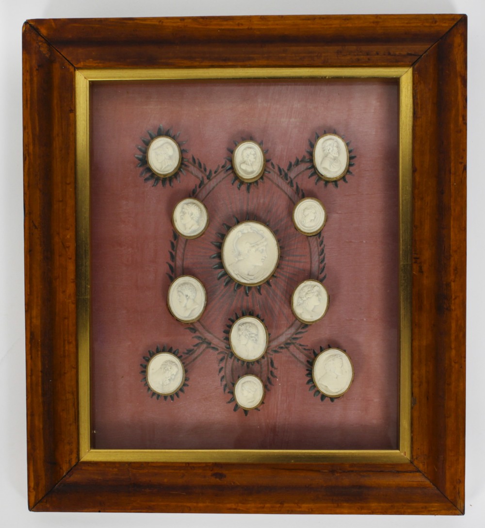 Antique Box Italian Framed Grand Tour Intaglios Early 19th Century
