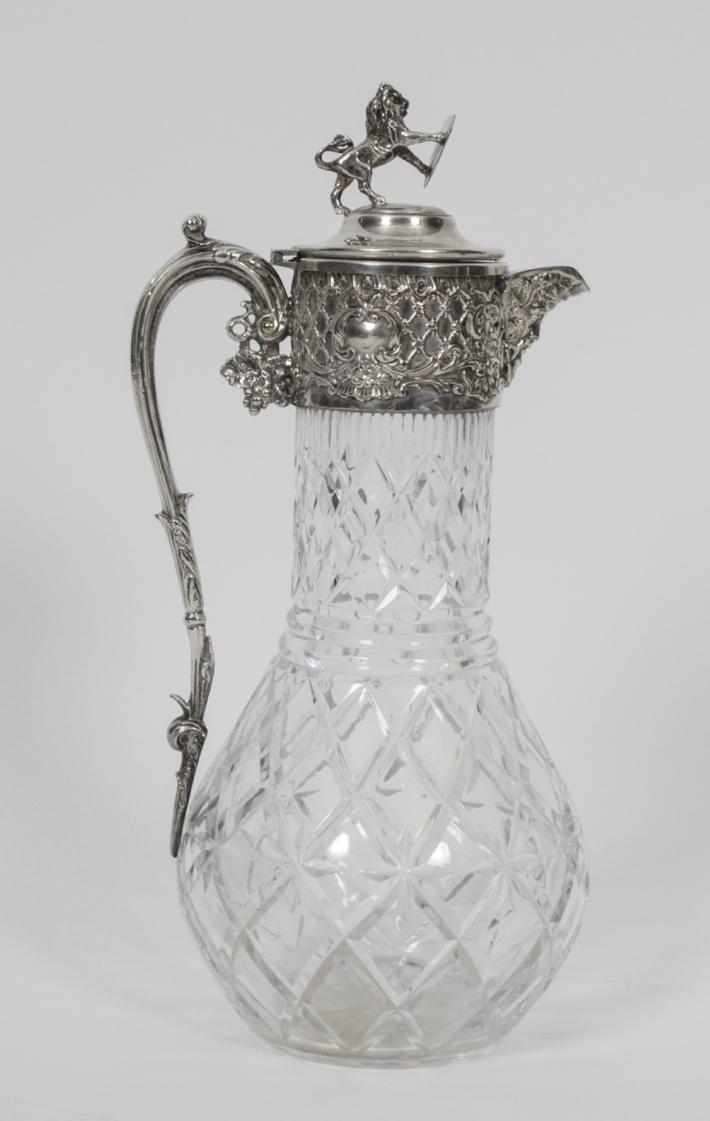 Antique Victorian Silver Plated and Cut Crystal Claret Jug 19th C
