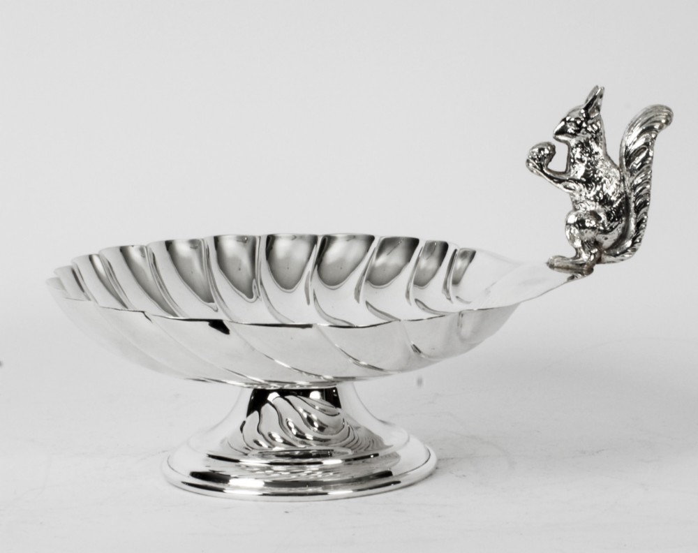 Antique Victorian Silver Plated Squirrel Nut Dish C1880
