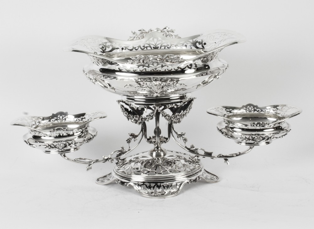 Antique Large Victorian Silverplate Centrepiece Mappin & Webb 1880 19th Century

