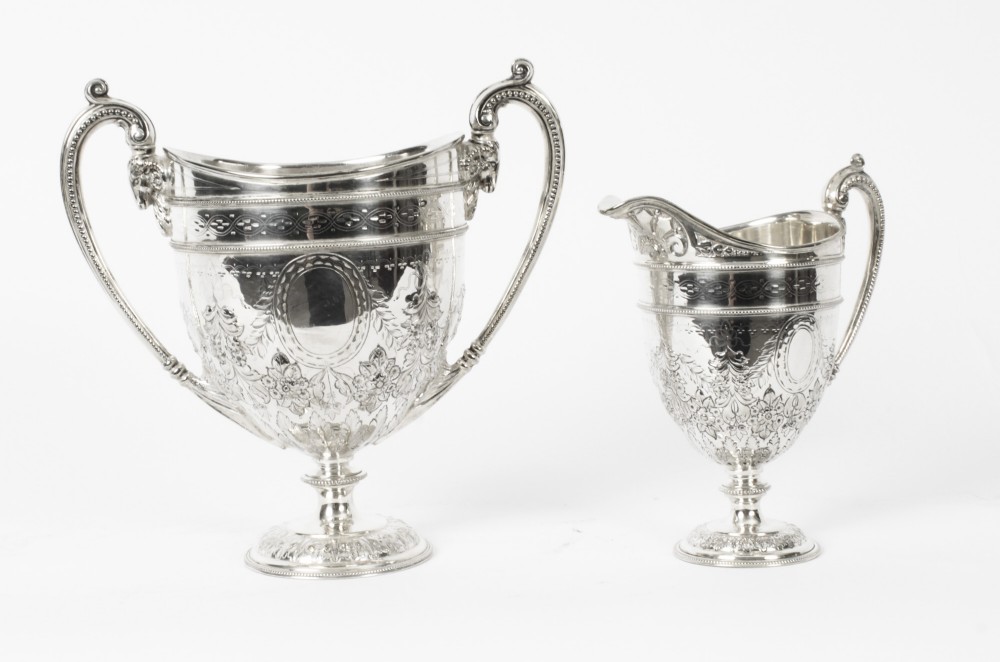 Antique Victorian Silver Plated Cream Jug & Sugar Bowl 1880 19th C
