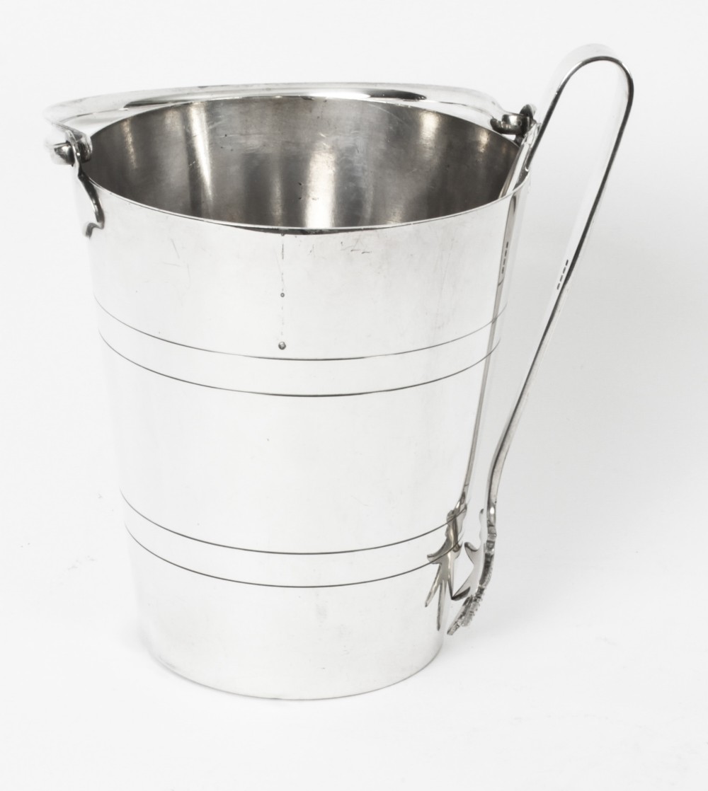 Antique Art Deco Silver Plate Ice Bucket Cooler C1920
