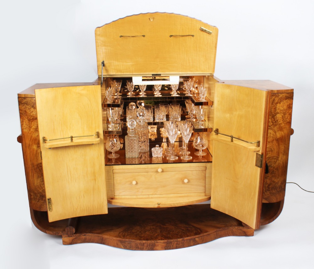 Antique Art Deco Cocktail Cabinet Dry Bar & Glassware Epstein c.1920
 View III